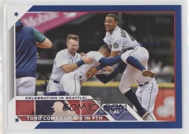 2023 Topps Series 1 - [Base] - Retail Royal Blue #174 - Checklist - Celebration in Seattle! Toro Comes Up Big in 9th