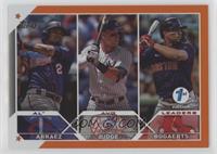 League Leaders - Luis Arraez, Aaron Judge, Xander Bogaerts #/75