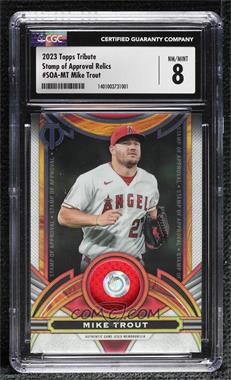 2023 Topps Tribute - Stamp of Approval Relics #SOA-MT - Mike Trout /199 [CGC 8 NM/Mint]