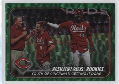 2024 Topps Series 1 - [Base] - Green Crackle Foil #133 - Checklist - Resilient Reds Rookies (Youth of Cincinnati Getting it Done) /499