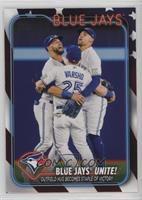 Checklist - Blue Jays United! (Outfield Hug Becomes a Staple of Victory) #/76