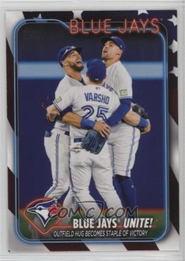 2024 Topps Series 1 - [Base] - Independence Day #167 - Checklist - Blue Jays United! (Outfield Hug Becomes a Staple of Victory) /76