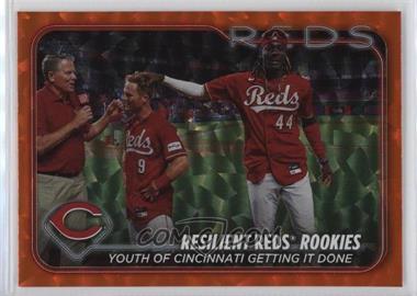 2024 Topps Series 1 - [Base] - Orange Crackle Foil #133 - Checklist - Resilient Reds Rookies (Youth of Cincinnati Getting it Done) /299