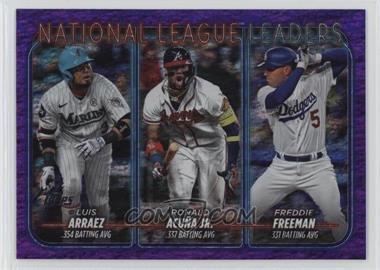 2024 Topps Series 1 - [Base] - Purple Holofoil #206 - League Leaders - Luis Arraez, Ronald Acuña Jr., Freddie Freeman /799