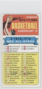 1970-71 Topps - [Base] #101.1 - Checklist ("1970-71" NBA All-Stars in Black on Front) [Good to VG‑EX]