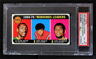 1970-71 Topps - [Base] #5 - League Leaders - Elvin Hayes, Wes Unseld, Lew Alcindor [PSA 6 EX‑MT]
