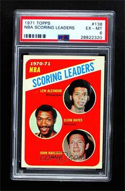 1971-72 Topps - [Base] #138 - League Leaders - Kareem Abdul-Jabbar, Elvin Hayes, John Havlicek [PSA 6 EX‑MT]