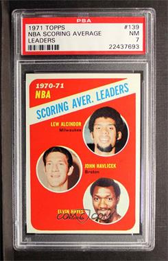 1971-72 Topps - [Base] #139 - League Leaders - Lew Alcindor, John Havlicek, Elvin Hayes [PSA 7 NM]