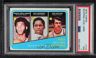 1972-73 Topps - [Base] #172 - Kareem Abdul-Jabbar, Tiny Archibald, John Havlicek [PSA 7 NM]