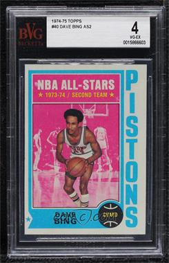 1974-75 Topps - [Base] #40 - Dave Bing [BGS 4 VG‑EX]