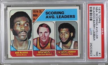 1975-76 Topps - [Base] #1 - League Leaders - Bob McAdoo, Rick Barry, Kareem Abdul-Jabbar [PSA 7 NM]