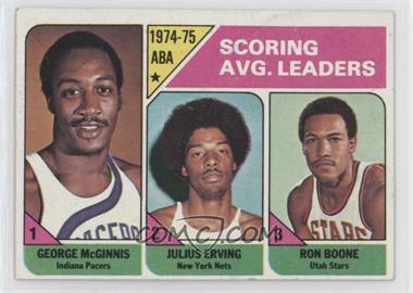 1975-76 Topps - [Base] #221 - League Leaders - George McGinnis, Julius Erving, Ron Boone [Good to VG‑EX]