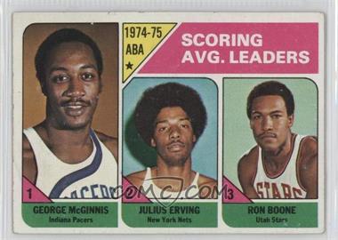 1975-76 Topps - [Base] #221 - League Leaders - George McGinnis, Julius Erving, Ron Boone [Good to VG‑EX]