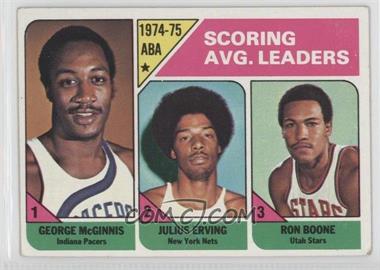 1975-76 Topps - [Base] #221 - League Leaders - George McGinnis, Julius Erving, Ron Boone [Good to VG‑EX]