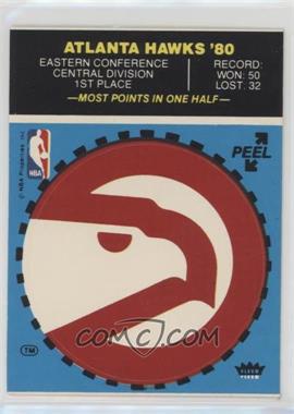 1980-81 Fleer NBA Basketball Team Stickers - [Base] #_ATHA.1 - Atlanta Hawks (Blue; Cartoon Back - Most Personal Fouls in a Game)
