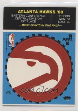 1980-81 Fleer NBA Basketball Team Stickers - [Base] #_ATHA.1 - Atlanta Hawks (Blue; Cartoon Back - Most Personal Fouls in a Game)