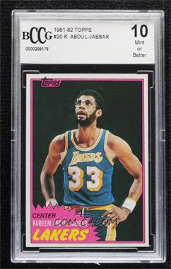 1981-82 Topps - [Base] #20 - Kareem Abdul-Jabbar [BCCG 10 Mint or Better]