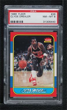 1986-87 Fleer - [Base] #26 - Clyde Drexler [PSA 8 NM‑MT]