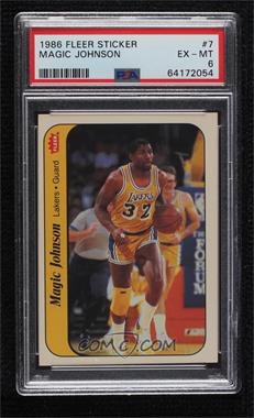 1986-87 Fleer - Stickers #7 - Magic Johnson [PSA 6 EX‑MT]