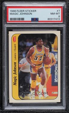 1986-87 Fleer - Stickers #7 - Magic Johnson [PSA 8 NM‑MT]