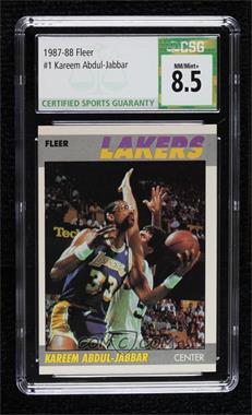 1987-88 Fleer - [Base] #1 - Kareem Abdul-Jabbar [CSG 8.5 NM/Mint+]