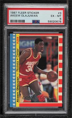 1987-88 Fleer - Stickers #3 - Hakeem Olajuwon [PSA 6 EX‑MT]