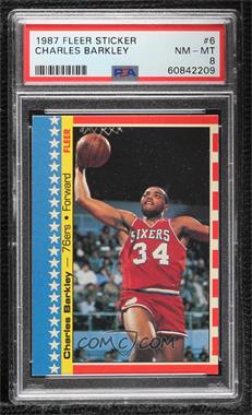 1987-88 Fleer - Stickers #6 - Charles Barkley [PSA 8 NM‑MT]