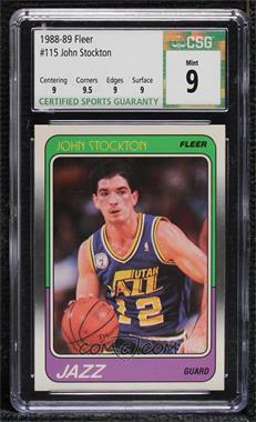 1988-89 Fleer - [Base] #115 - John Stockton [CSG 9 Mint]