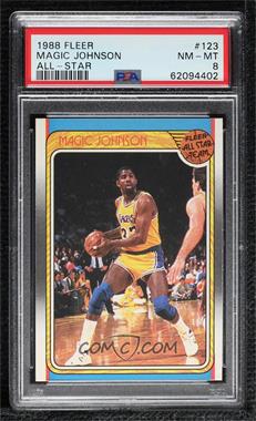 1988-89 Fleer - [Base] #123 - All-Star - Magic Johnson [PSA 8 NM‑MT]