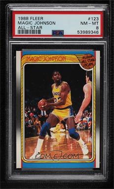 1988-89 Fleer - [Base] #123 - All-Star - Magic Johnson [PSA 8 NM‑MT]