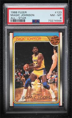 1988-89 Fleer - [Base] #123 - All-Star - Magic Johnson [PSA 8 NM‑MT]