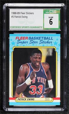 1988-89 Fleer Super Star Sticker - [Base] #5 - Patrick Ewing [CSG 6 Ex/NM]