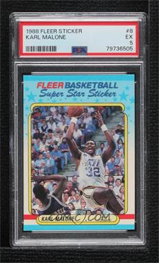 1988-89 Fleer Super Star Sticker - [Base] #8 - Karl Malone [PSA 5 EX]