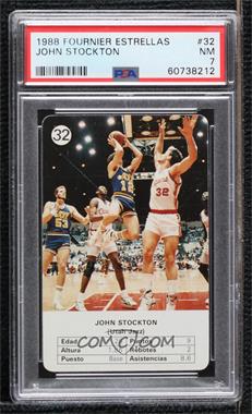 1988 Fournier Estrellas - [Base] #32 - John Stockton [PSA 7 NM]