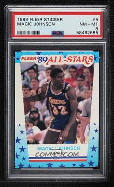 1989-90 Fleer - All-Stars Stickers #5 - Magic Johnson [PSA 8 NM‑MT]