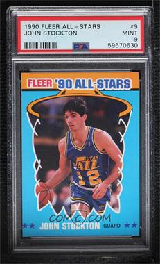 1990-91 Fleer - All-Stars #9.1 - John Stockton (4 Stars on Front) [PSA 9 MINT]