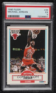 1990-91 Fleer - [Base] #26.1 - Michael Jordan (Line Under Biographical Information) [PSA 5 EX]