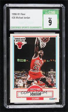 1990-91 Fleer - [Base] #26.1 - Michael Jordan (Line Under Biographical Information) [CSG 9 Mint]
