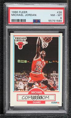 1990-91 Fleer - [Base] #26.1 - Michael Jordan (Line Under Biographical Information) [PSA 8 NM‑MT]