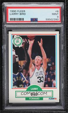 1990-91 Fleer - [Base] #8.2 - Larry Bird (No Black Line Under Biographical Infomation) [PSA 9 MINT]