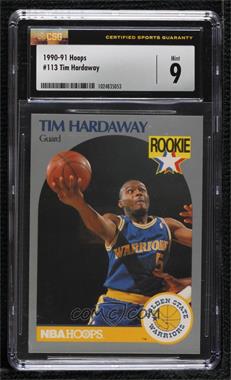 1990-91 NBA Hoops - [Base] #113 - Tim Hardaway [CSG 9 Mint]