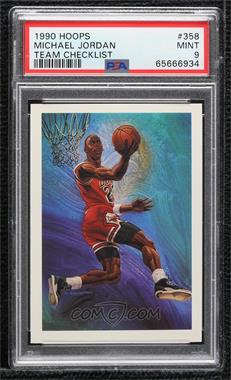 1990-91 NBA Hoops - [Base] #358 - Art Card Team Checklist - Michael Jordan [PSA 9 MINT]