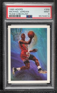 1990-91 NBA Hoops - [Base] #358 - Art Card Team Checklist - Michael Jordan [PSA 9 MINT]