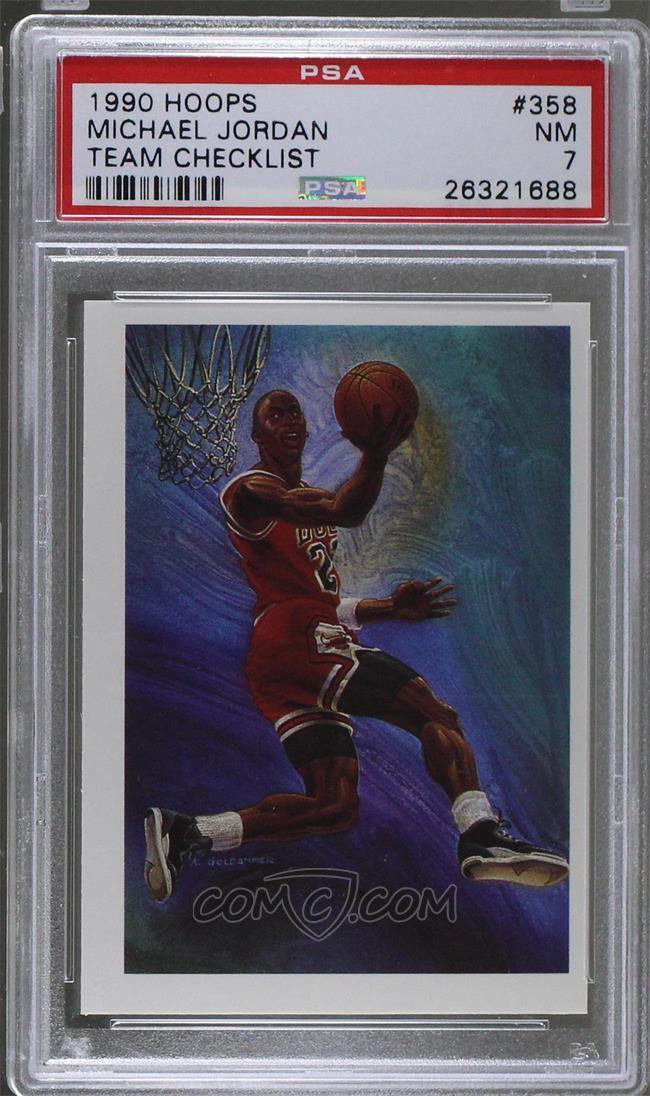 1990-91 NBA Hoops - [Base] #358 - Michael Jordan [PSA 7 NM]