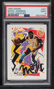 1990-91 NBA Hoops - [Base] #367 - Art Card Team Checklist - Magic Johnson [PSA 9 MINT]
