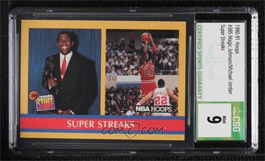 1990-91 NBA Hoops - [Base] #385 - Inside Stuff - Super Streaks (Magic Johnson, Michael Jordan) [CSG 9 Mint]