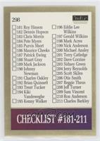 Checklist - Checklist Cards 181-242