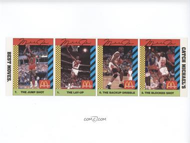 1990 McDonald's Sports Illustrated for Kids Sports Tips - Michael Jordan - Red Stripe Back #7-1-6-2 - Michael Jordan 4 Card Panel