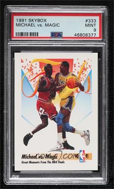 1991-92 Skybox - [Base] #333 - Michael Jordan, Magic Johnson [PSA 9 MINT]