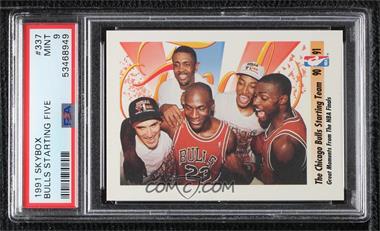 1991-92 Skybox - [Base] #337 - Michael Jordan, Scottie Pippen, Horace Grant, John Paxson, Bill Cartwright [PSA 9 MINT]